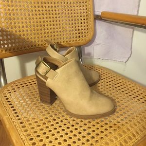 Beige clog heels